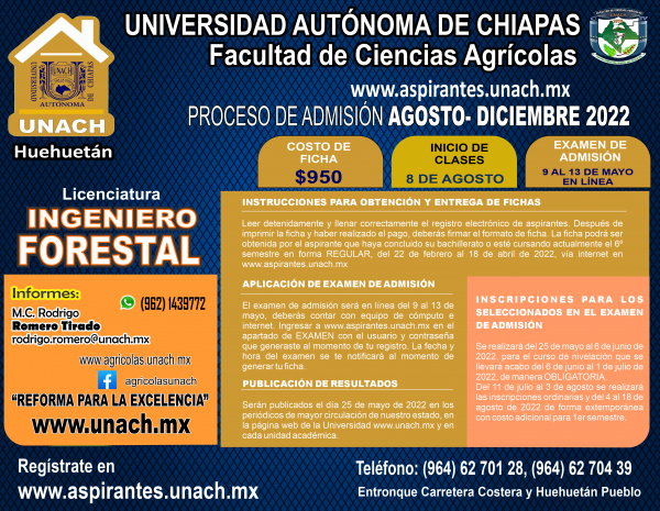 Proceso de Inscripción Agosto - Ingeniero Forestal